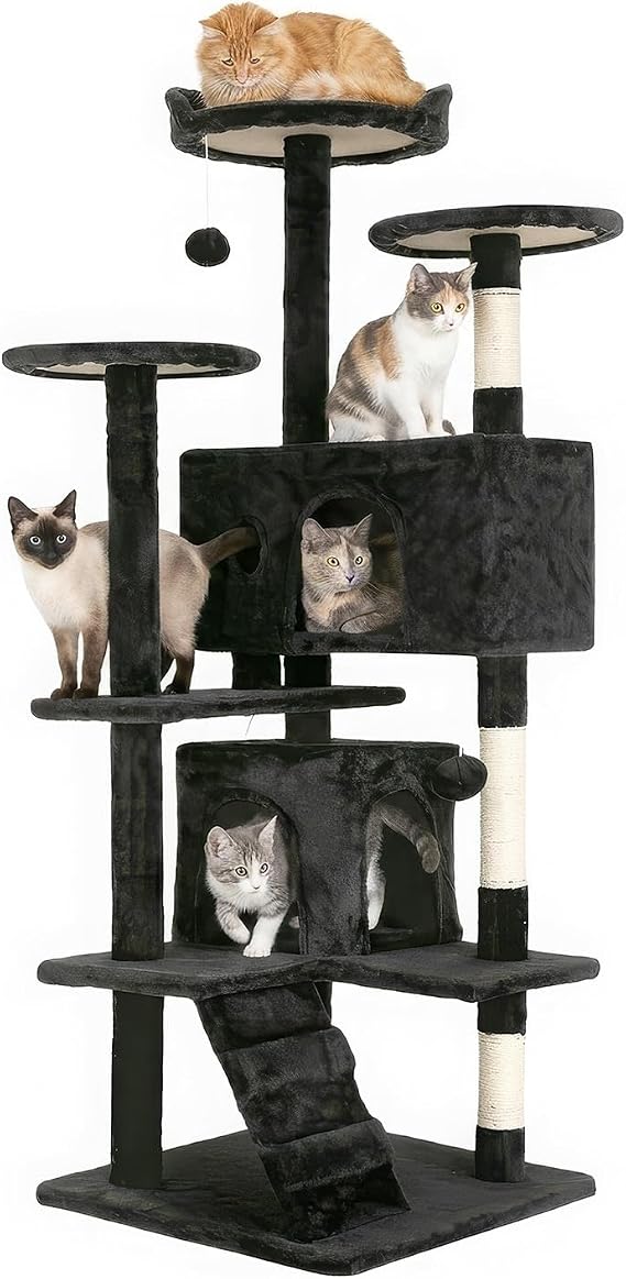 FDW 54" Cat Tree Tower, Multi-Level (Dark Gray)