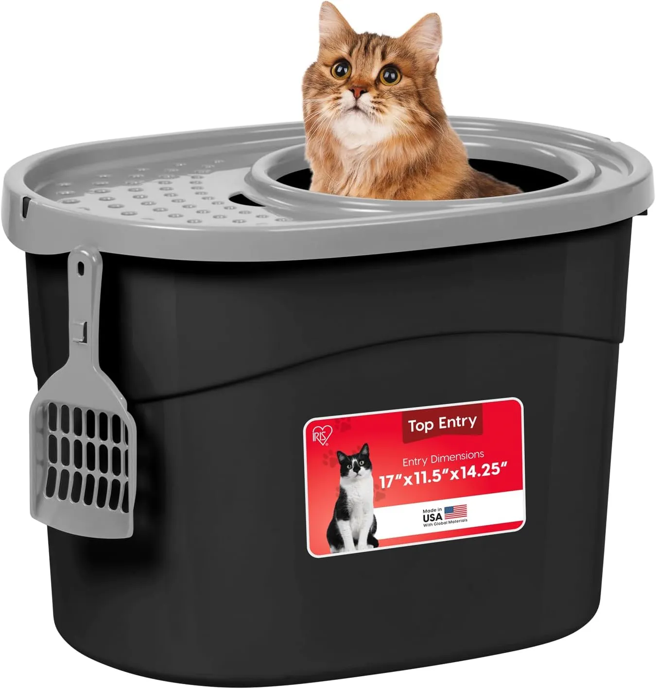 IRIS USA Top Entry Cat Litter Box with Scoop