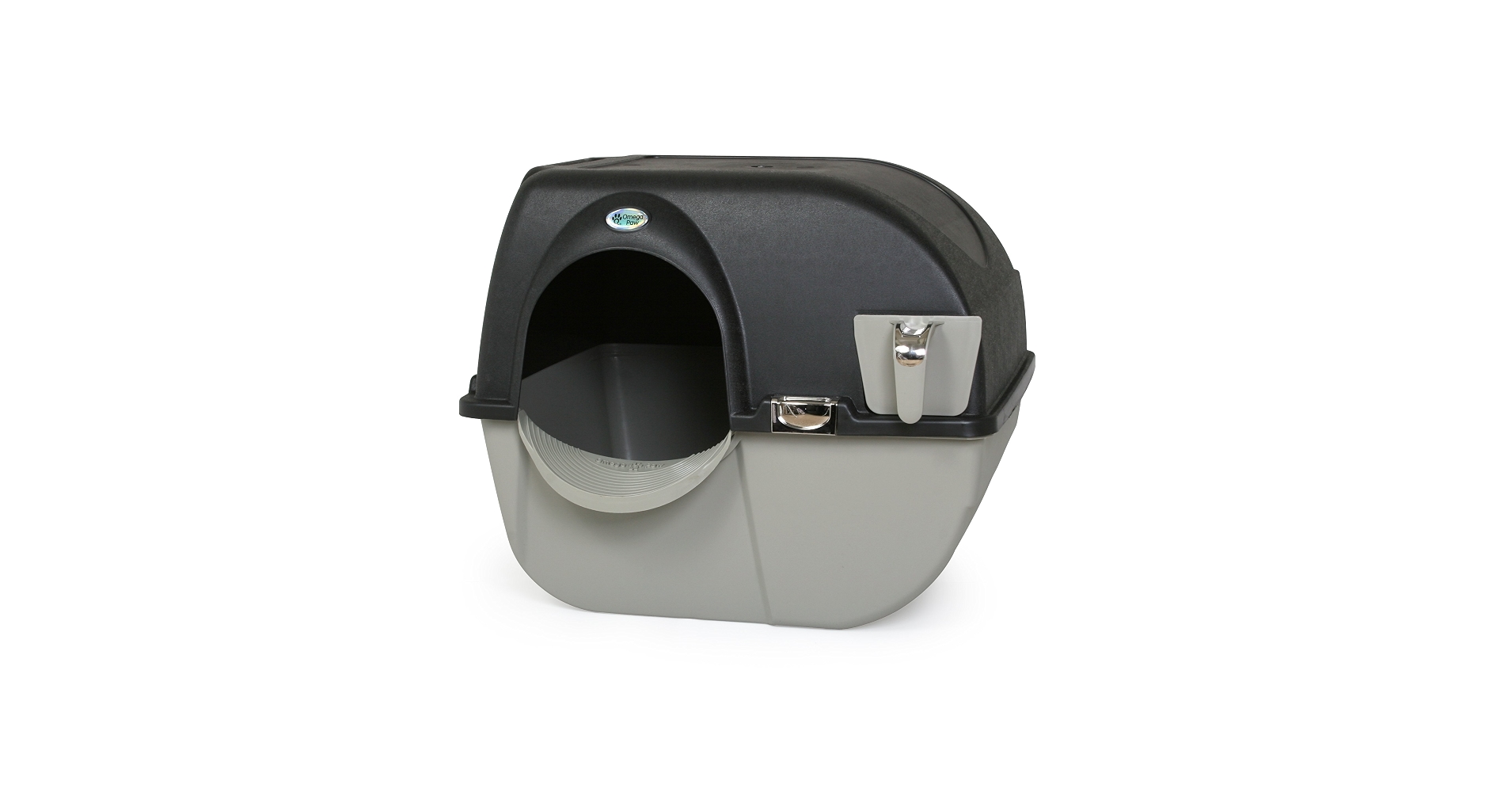 Omega Paw Elite Roll 'N Clean Self-Cleaning Litter Box, Large (Midnight Black)